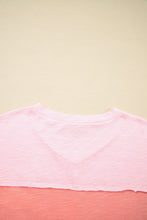 Green Flower Patched Exposed Seam 3/4 Sleeve top