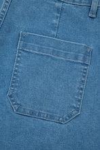 Dark Brown Retro Washed Patch Pocket Loose Jeans