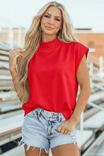 Yellow Solid Color High Neck Cap Sleeve Loose Top