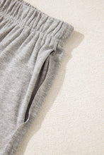 Gray Solid Color Short Sleeve Tee High Waist Shorts Set