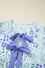 Sky Blue Floral Bow Front Puff Sleeve Mini Dress