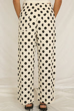 White Polka Dot Print Patched Pocket Loose Pants