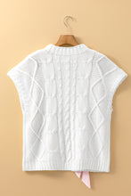 Black Satin Bowknot Cable Knit Top