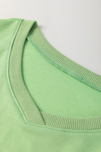 Meadow Mist Green Plus Size V Neck Drop Shoulder Tee Loose Shorts Set