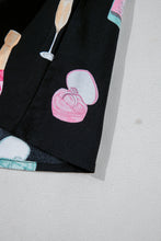 Color black Christmas Wine Glass Print Bow Knot Two Piece Pajama Set