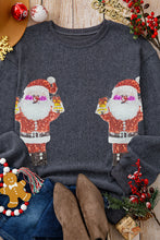 Gray Santa Claus Graphic Corded Crewneck Sweatshirt