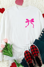 White Bow Graphic Casual Crewneck Sweatshirt