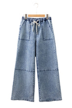 Ashleigh Blue Acid Wash Exposed Seam Drawstring High Waist Jeans