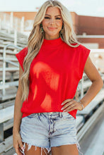 Yellow Solid Color High Neck Cap Sleeve Loose Top
