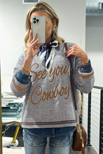 Light Grey Letter Embroidered Graphic Sweater