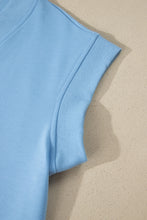 Beau Blue Solid Color V Neck Tee Drawstring Pant Set