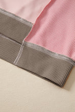 Wild Wind Colorblock Waffle Patchwork Oversize Sweatshirt