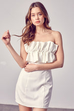 OPEN SHOULDER RUFFLE DETAIL DRESS -2 Colors