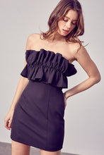 OPEN SHOULDER RUFFLE DETAIL DRESS -2 Colors