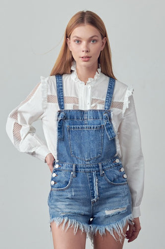 Frayed Overall Romper