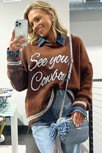 Light Grey Letter Embroidered Graphic Sweater