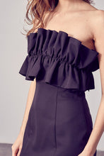 OPEN SHOULDER RUFFLE DETAIL DRESS -2 Colors