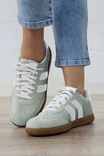 Beau Blue Striped Lace Up Flat Sneakers