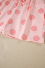 Sky Blue Polka Dot Print Loose Tee Drawstring Elastic Waist Short Set