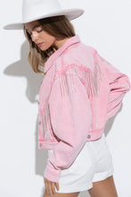 Denim Chevron Fringe Jacket- 4 Colors