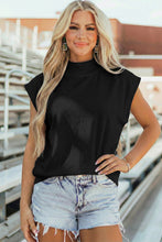 Yellow Solid Color High Neck Cap Sleeve Loose Top