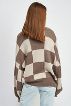 CHECKERED SWEATER WITH BUBBLE SLEEVES