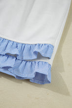 Yellow Cream Gingham Ruffle Hem Long Sleeve Pullover and Shorts Set