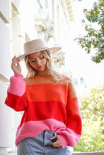 Bold Rainbow Stripe Oversized Chunky Knit Pullover