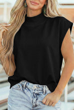 Yellow Solid Color High Neck Cap Sleeve Loose Top