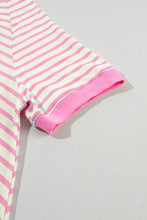 Blue Stripe Contrast Colorblock Oversized T Shirt