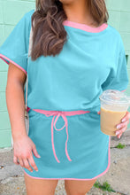 Evergreen Plus Size Contrast Trim T Shirt and Skort Two Piece Set