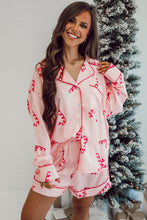 Pink Candy Cane Print Christmas Pajama Set