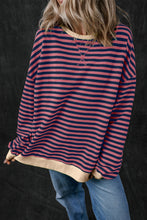 Sky Blue Stripe Contrast Edge Oversized Pullover