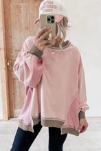 Wild Wind Colorblock Waffle Patchwork Oversize Sweatshirt