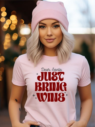 Dear Santa, Just Bring Wine Graphic Tee