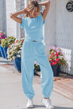 Moonlight Jade Solid Color Cropped Tank Top and Jogger Pants Set