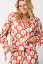 Red Christmas Tree Bow Long Sleeve Lapel Collar Pajama Set