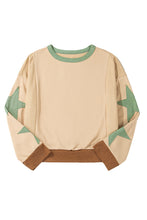 Parchment Star Patchwork Exposed Seam Oversized Sweatshirt