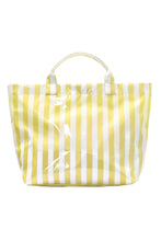 Light Blue Glossy Striped Vinyl Large Tote Bag