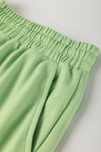 Meadow Mist Green Plus Size V Neck Drop Shoulder Tee Loose Shorts Set