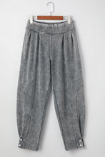 Medium Grey Mineral Wash Jogger Style High Waist Pants