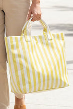 Light Blue Glossy Striped Vinyl Large Tote Bag