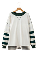White Striped Layered Drop Sleeve Sweatshirt