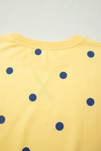Yellow Polka Dot Print Crossed Seam Detail Oversize Tee