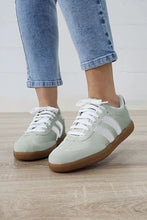 Beau Blue Striped Lace Up Flat Sneakers