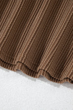 Chestnut Corded Long Sleeve Top and High Waist Shorts Set