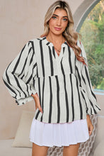 Orange Stripe Crinkle Ruffle Sleeve Loose Top