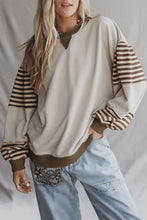 Parchment Colorblock Patchwork Striped Sleeve Sweatshirt