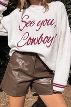 Light Grey Letter Embroidered Graphic Sweater