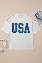 Fiery Red USA Graphic Half Sleeve Loose Ribbed Top